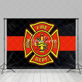 Aperturee - Aperturee Black Red Yellow Fire Station Logo Backdrop For Party